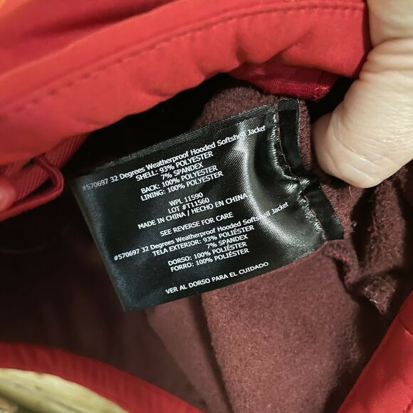 32 Degrees Women's Red Waterproof Hooded Softshell Jacket - Size Small - Zipper - Picture 7 of 8